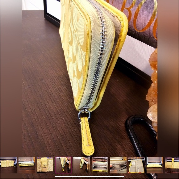 Coach Yellow Wallet Sleek Design Compact Size EUC - Picture 6 of 11